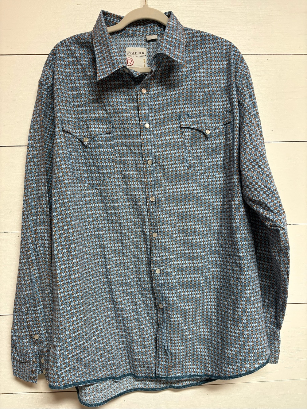 Roper Men’s XL Geometric Pearl Snap Western Shirt